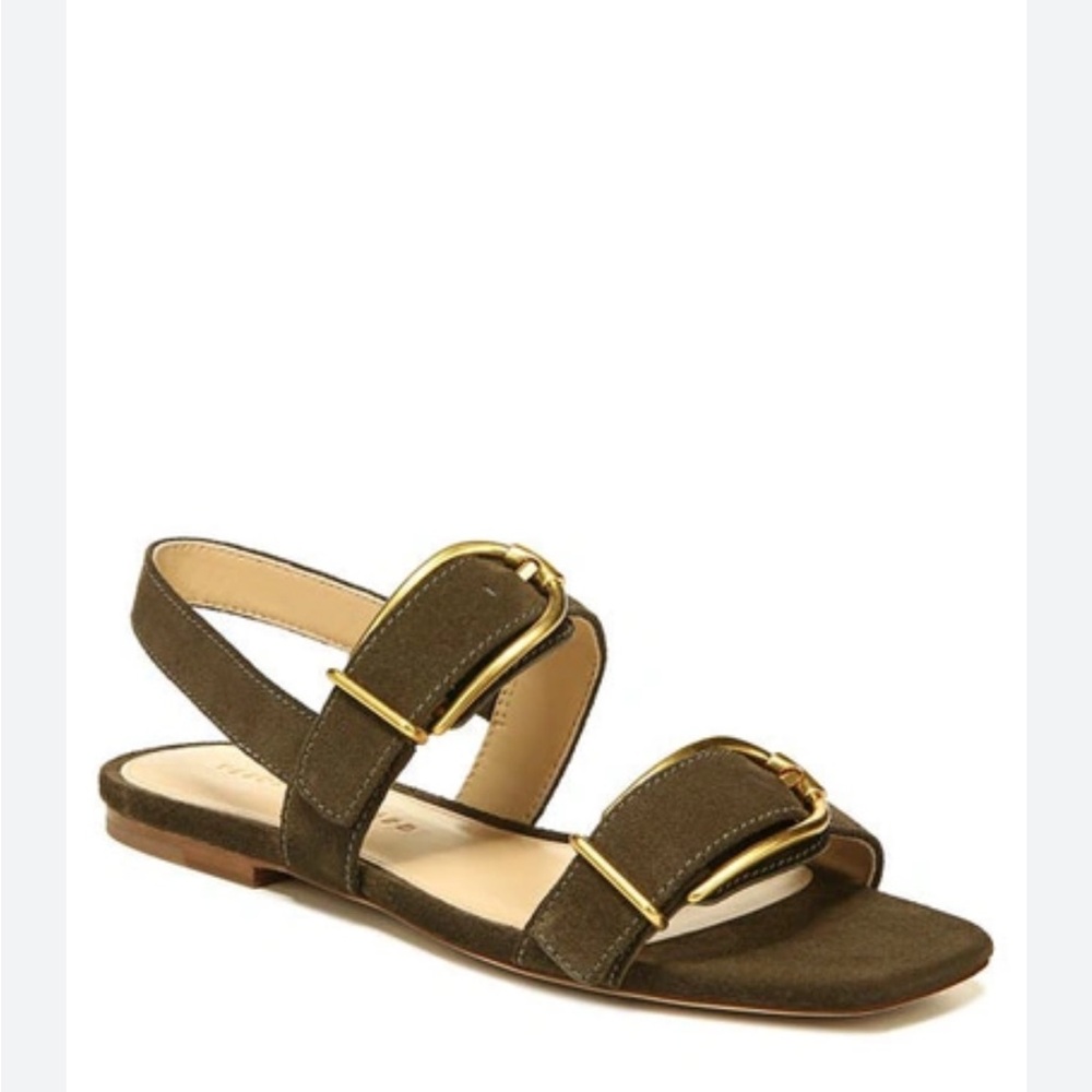 Veronica Beard Maglio Suede Double Buckle Slingback Sandals